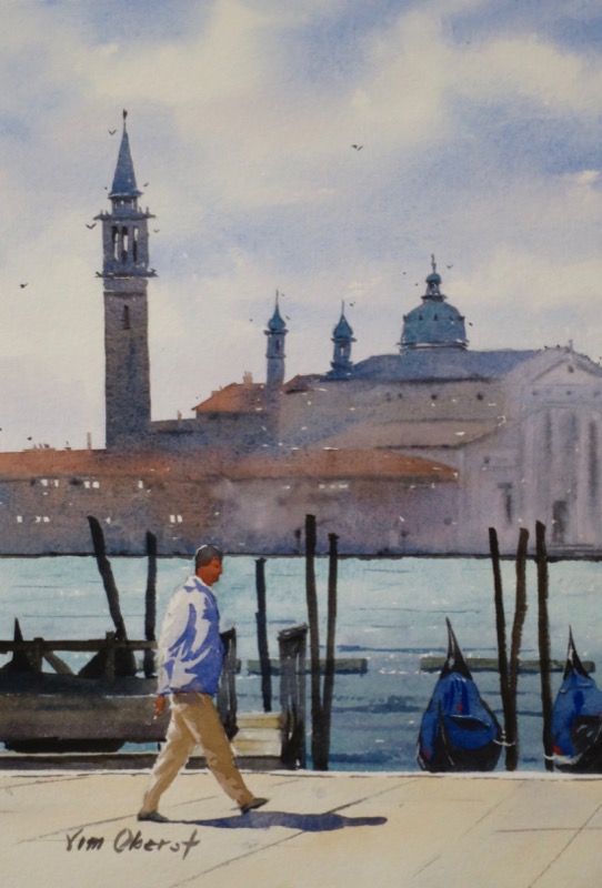 cityscape, venice, canal, italy, europe, lagoon, gondola, oberst, watercolor, painting